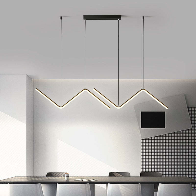 Arisha Modern Wavy Linear Pendant Light Double - Letslighting