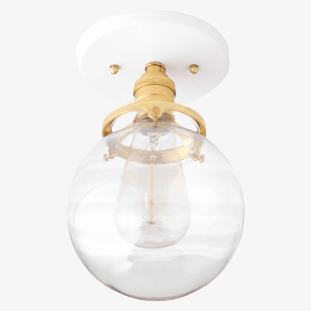 Pearl  Clear Glass Retro Globe Ceiling Light Bedroom
