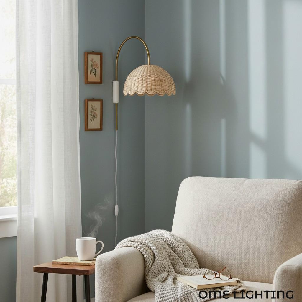Fungi Wall Lamp Rattan&Metal