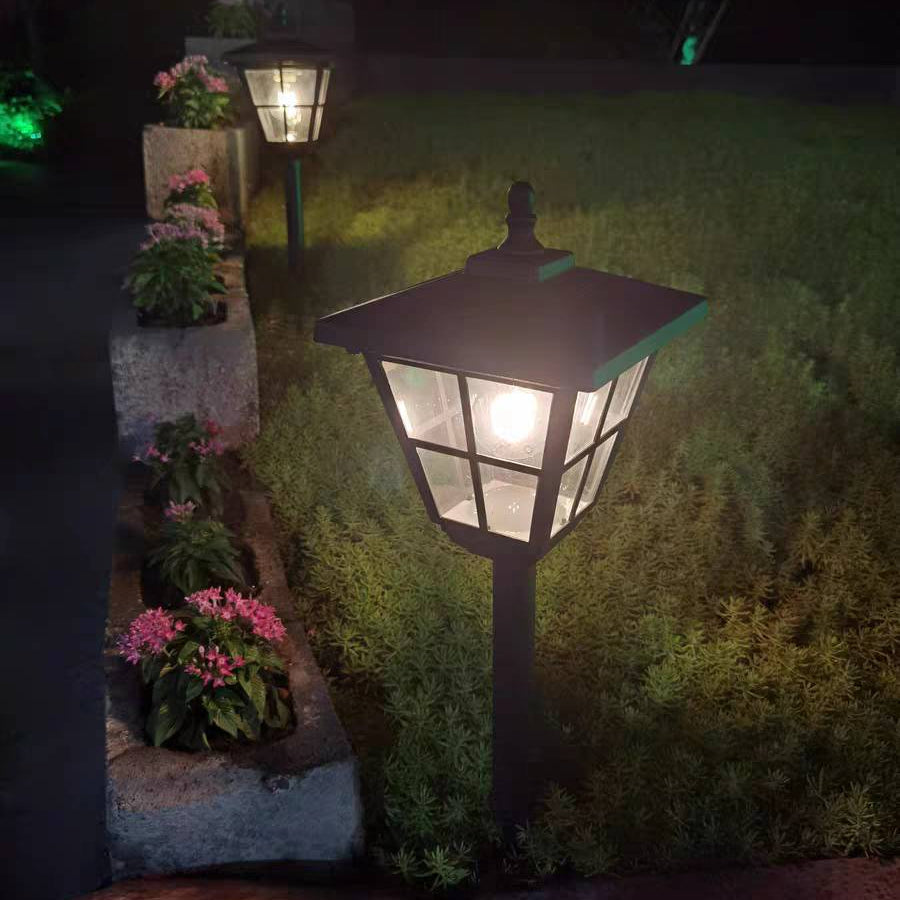 Ray Modern Lantern Shaped Metal Solar Outdoor Bollard Light
