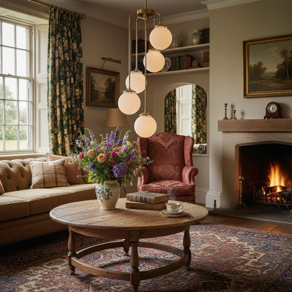 Pearl Glass Brass Chandelier