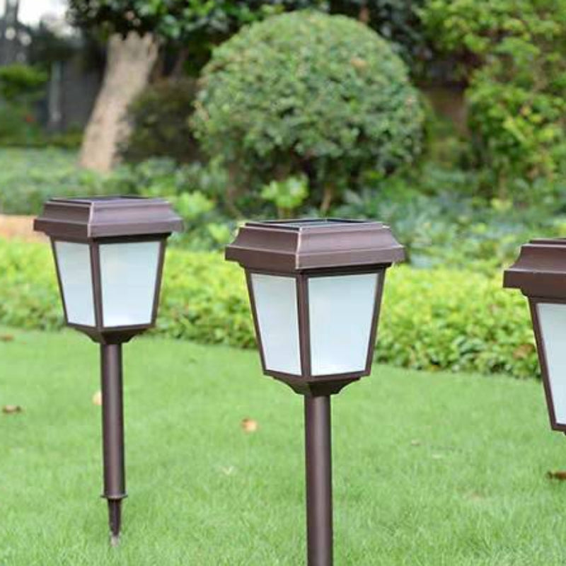 Ray Vintage Metal Lantern Shaped Solar Outdoor Bollard Light