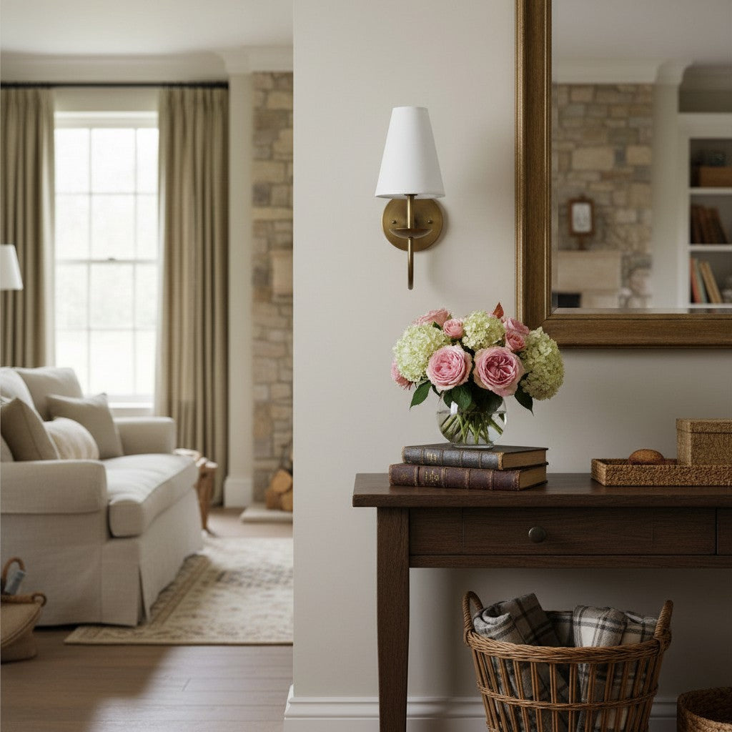 Disc Classic Wall Sconce White Linen Hallways