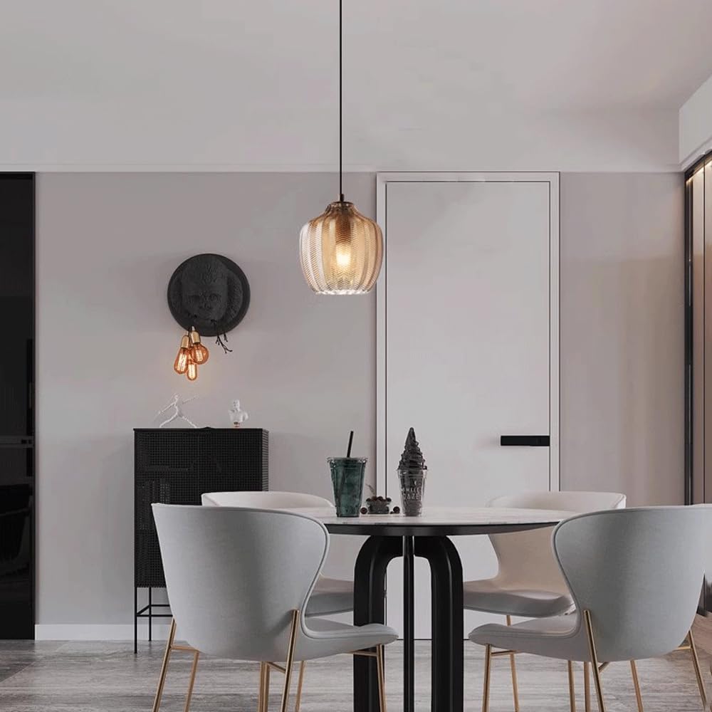 Valentina Modern Round Pendant Light Metal/Glass Dining Room - Letslighting
