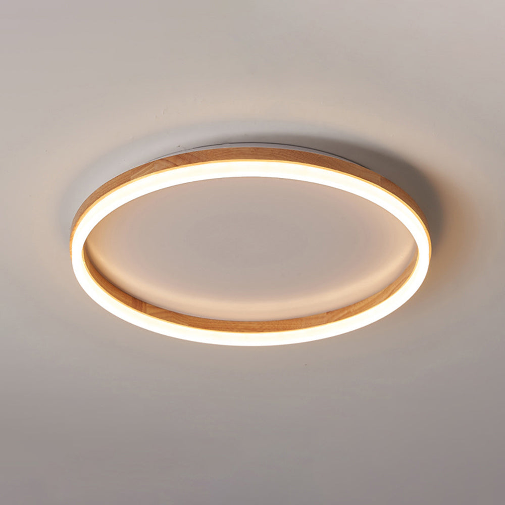 Muto Round Modern Flush Mount Ceiling Light Wood Bedroom - Letslighting