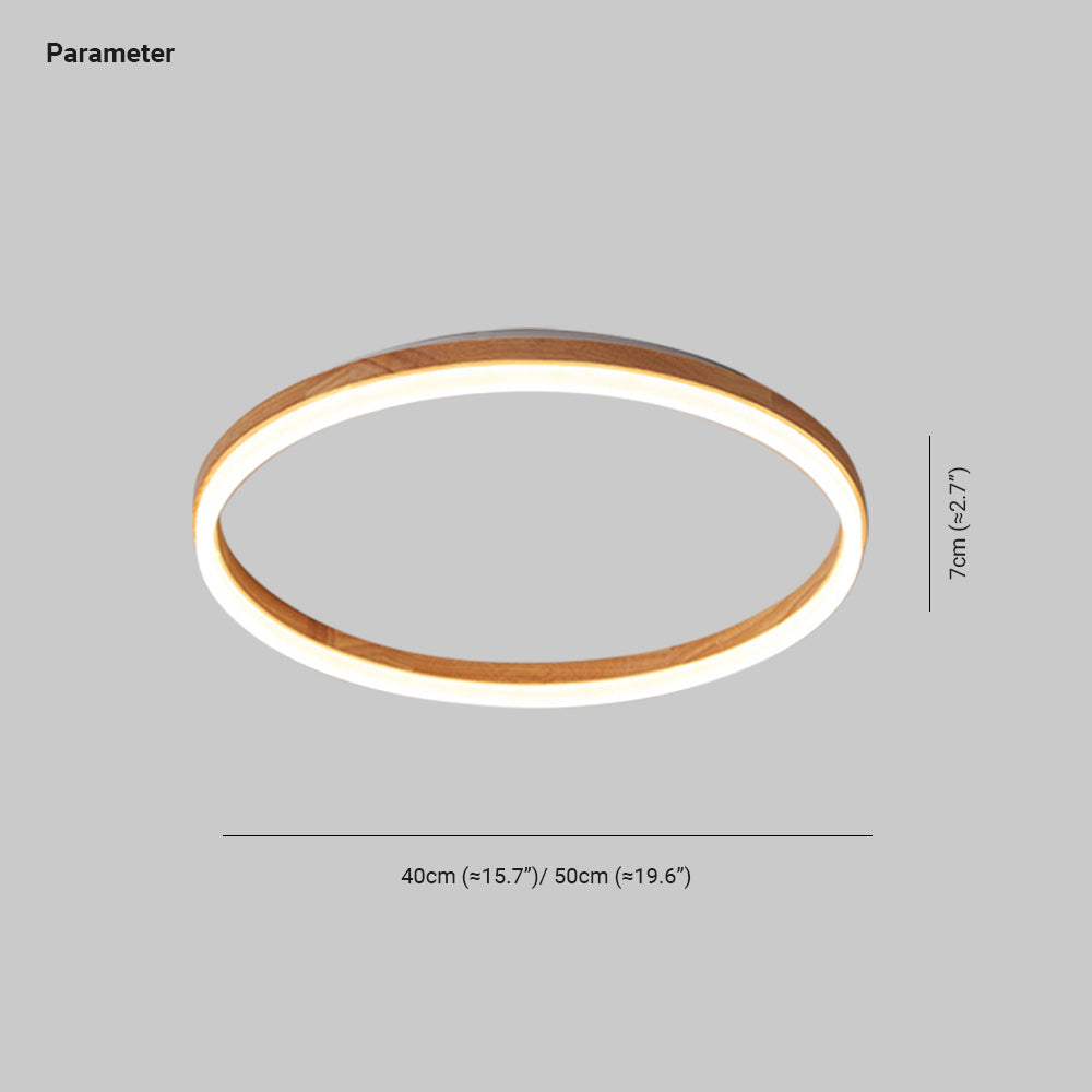 Muto Round Modern Flush Mount Ceiling Light Wood Bedroom - Letslighting