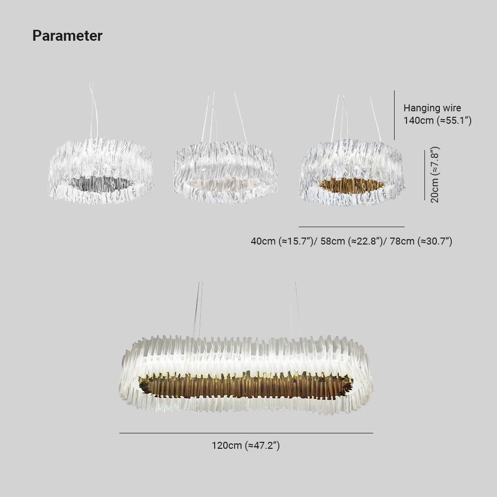 Kristy Modern Luxury Pleated Pendant Light, Circle, Acrylic/Stainless Steel