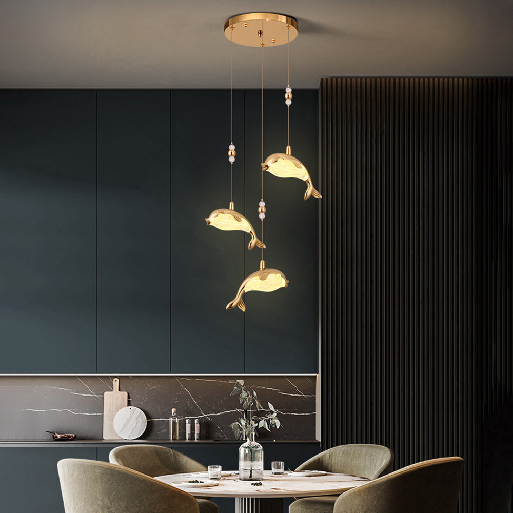 Arisha Modern Dolphin Metal Pendant Light Metal Acrylic - Letslighting