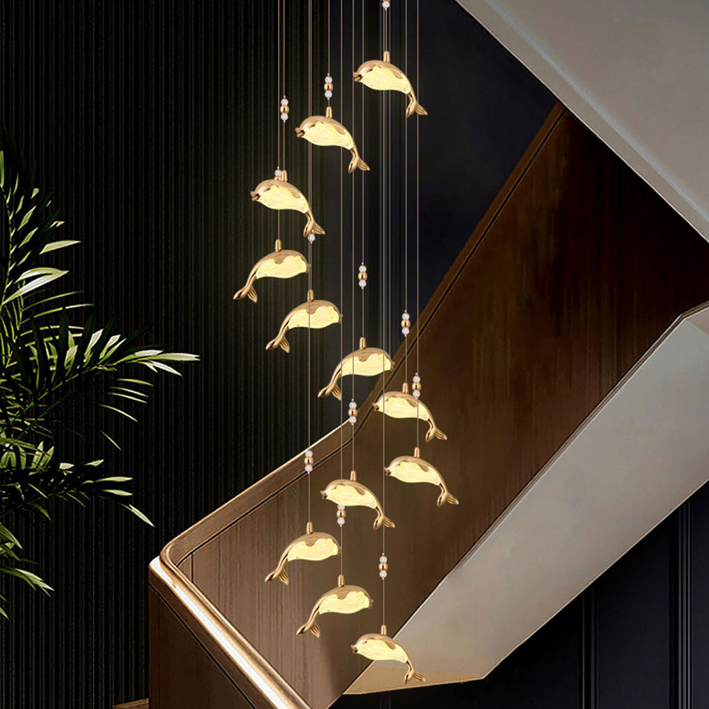 Arisha Modern Dolphin Metal Pendant Light Metal Acrylic - Letslighting