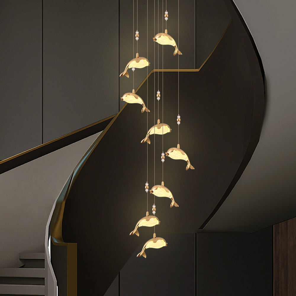 Arisha Modern Dolphin Metal Pendant Light Metal Acrylic - Letslighting