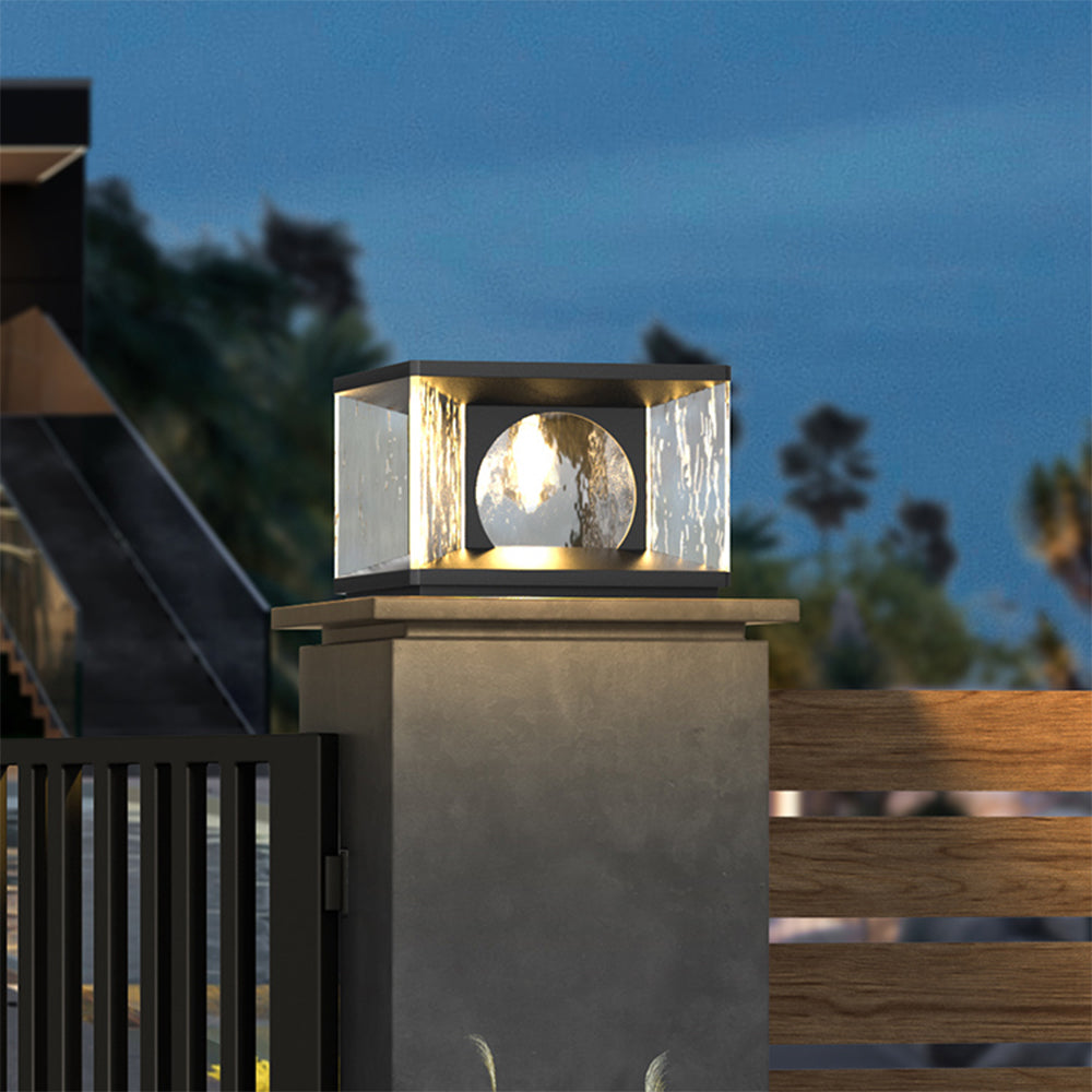 Ray Modern Transparent Rectangular Metal Glass Outdoor Floor Lamp