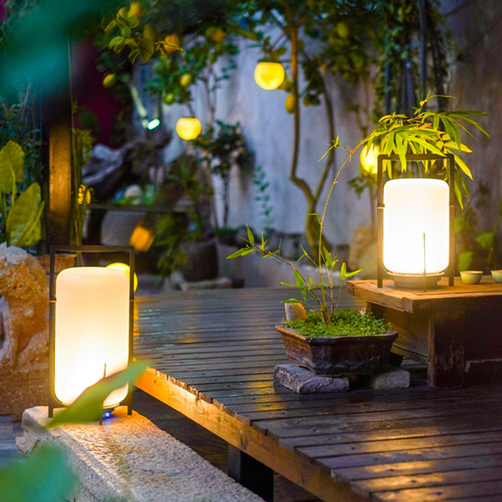 Ray Minimalist Cylinder Glass Acrylic Outdoor Floor Lamp