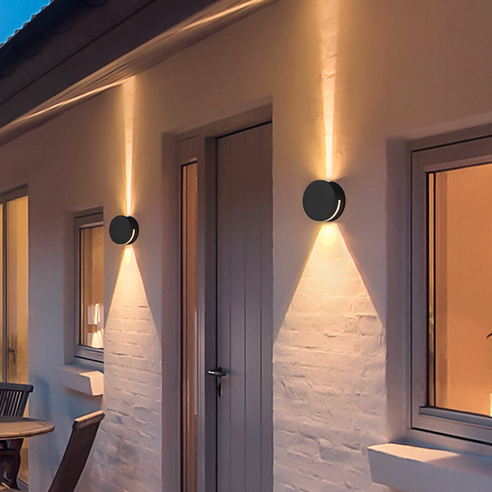 Ray Modern Minimalist Round Metal Glass Waterproof Outdoor Wall Lamp