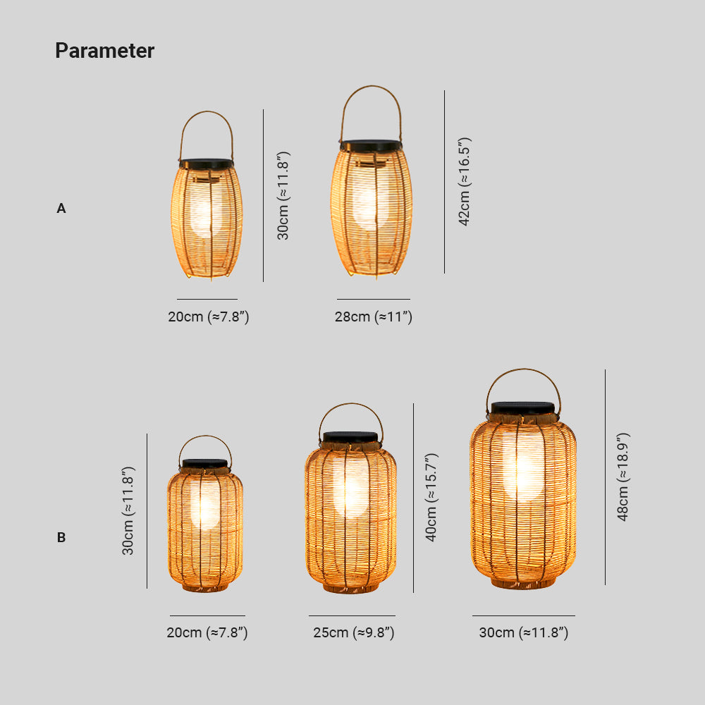 Ritta Retro Lantern /Rattan Floor Lamp, Wood Color - Letslighting