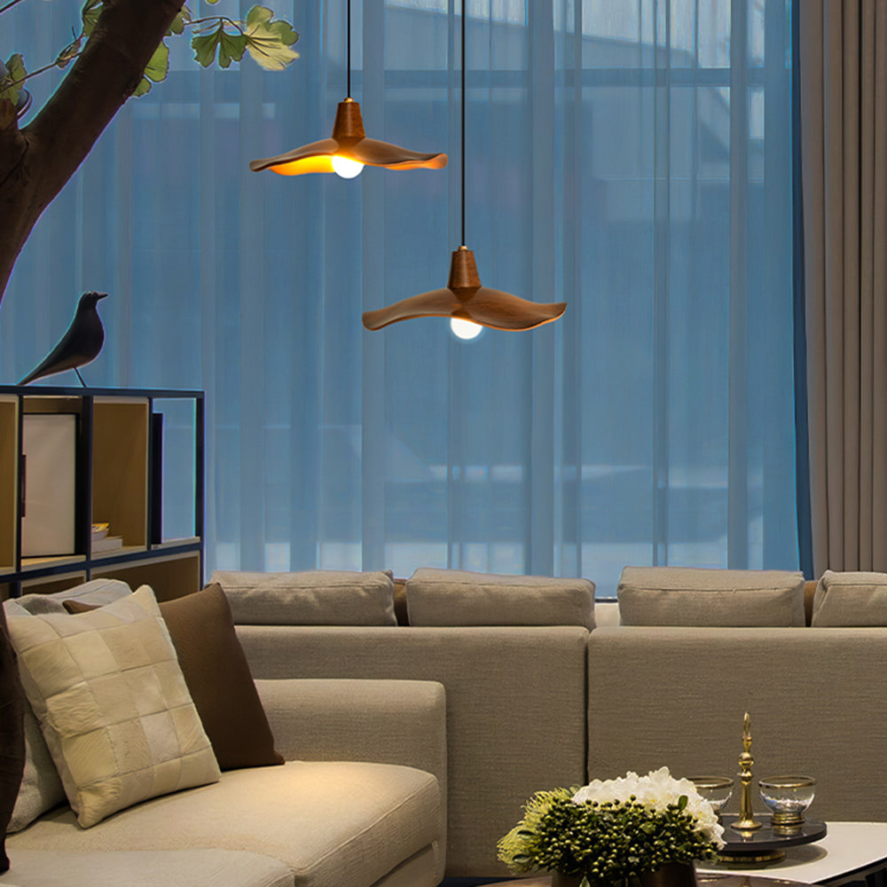 Arisha Pendant Light Wave Retro, Mahogany/Resin, Dining Room - Letslighting