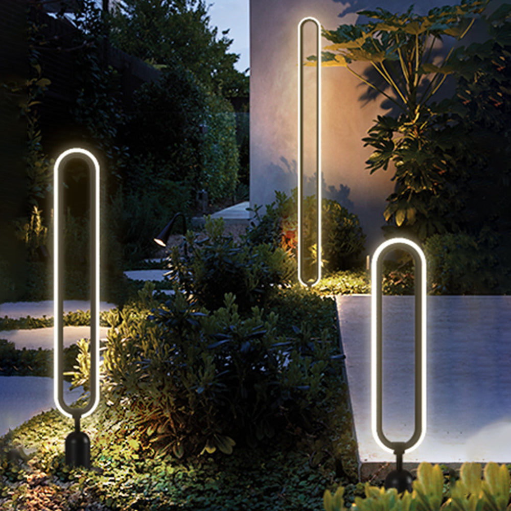 Ray Modern Metal Elliptical Ring Solar Outdoor Path Light