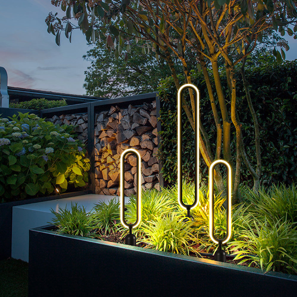 Ray Modern Metal Elliptical Ring Solar Outdoor Path Light
