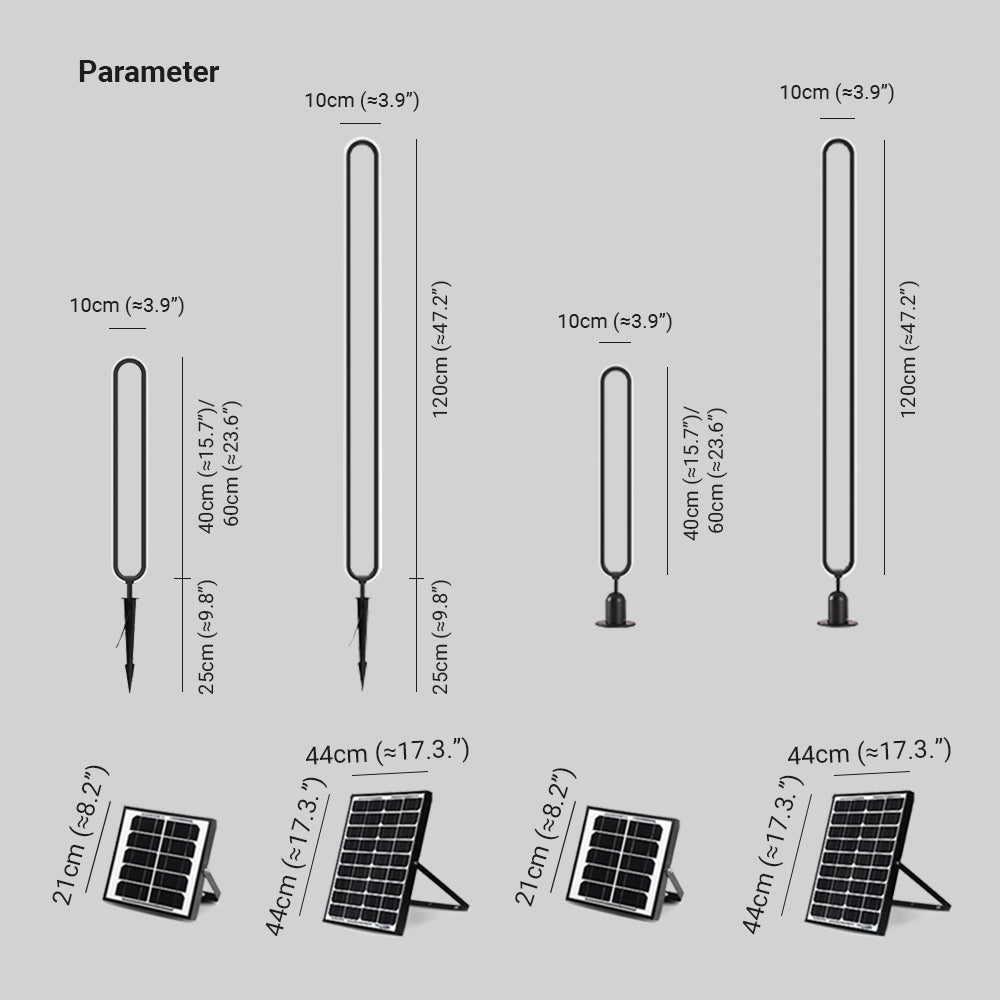 Ray Modern Metal Elliptical Ring Solar Outdoor Path Light