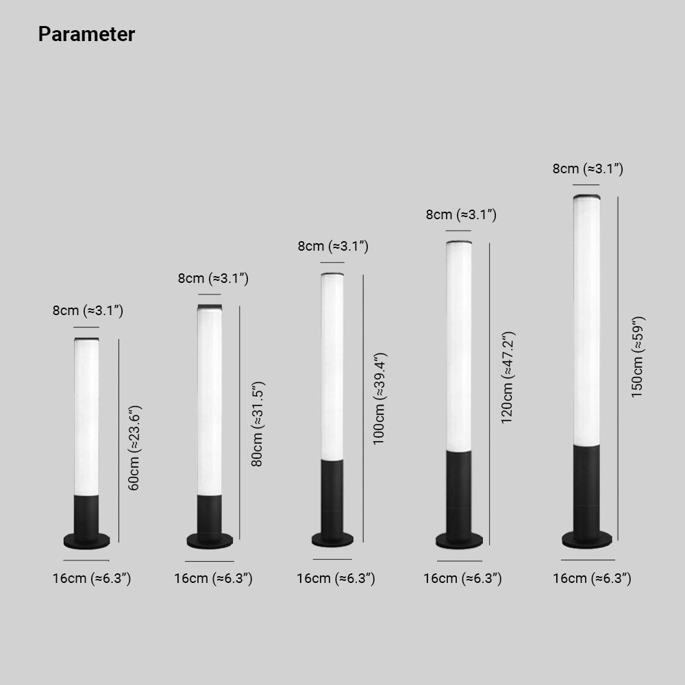 Ray Minimalist Cylindrical Acrylic Outdoor Ground Ligh