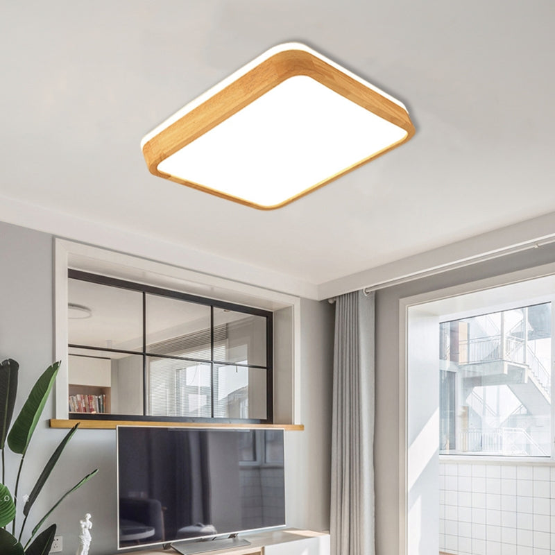 Muto Nordic Acrylic/Wood Flush Mount Ceiling Light Wood - Letslighting