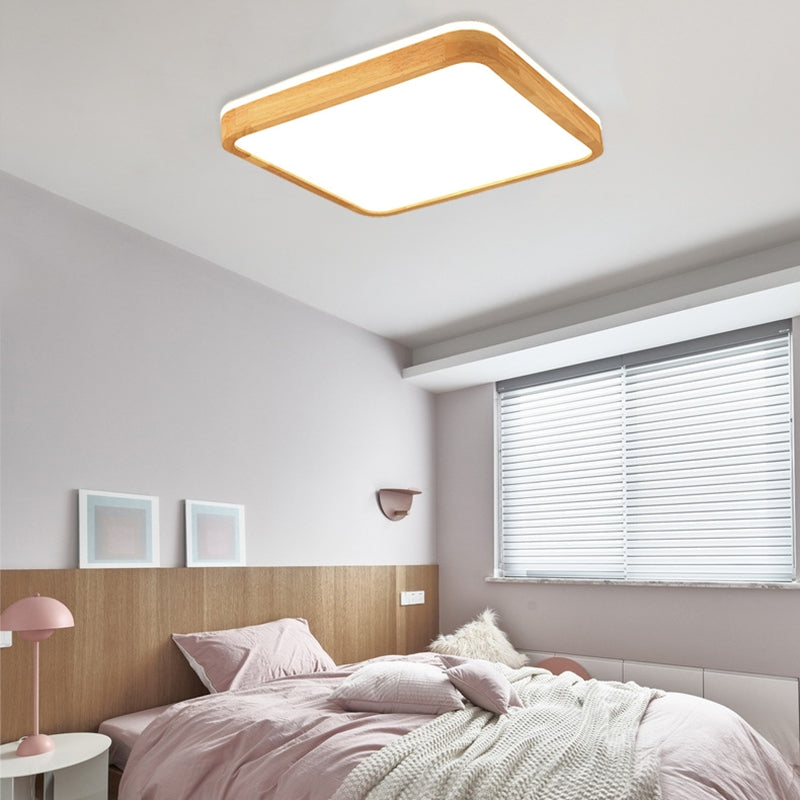 Muto Nordic Acrylic/Wood Flush Mount Ceiling Light Wood - Letslighting