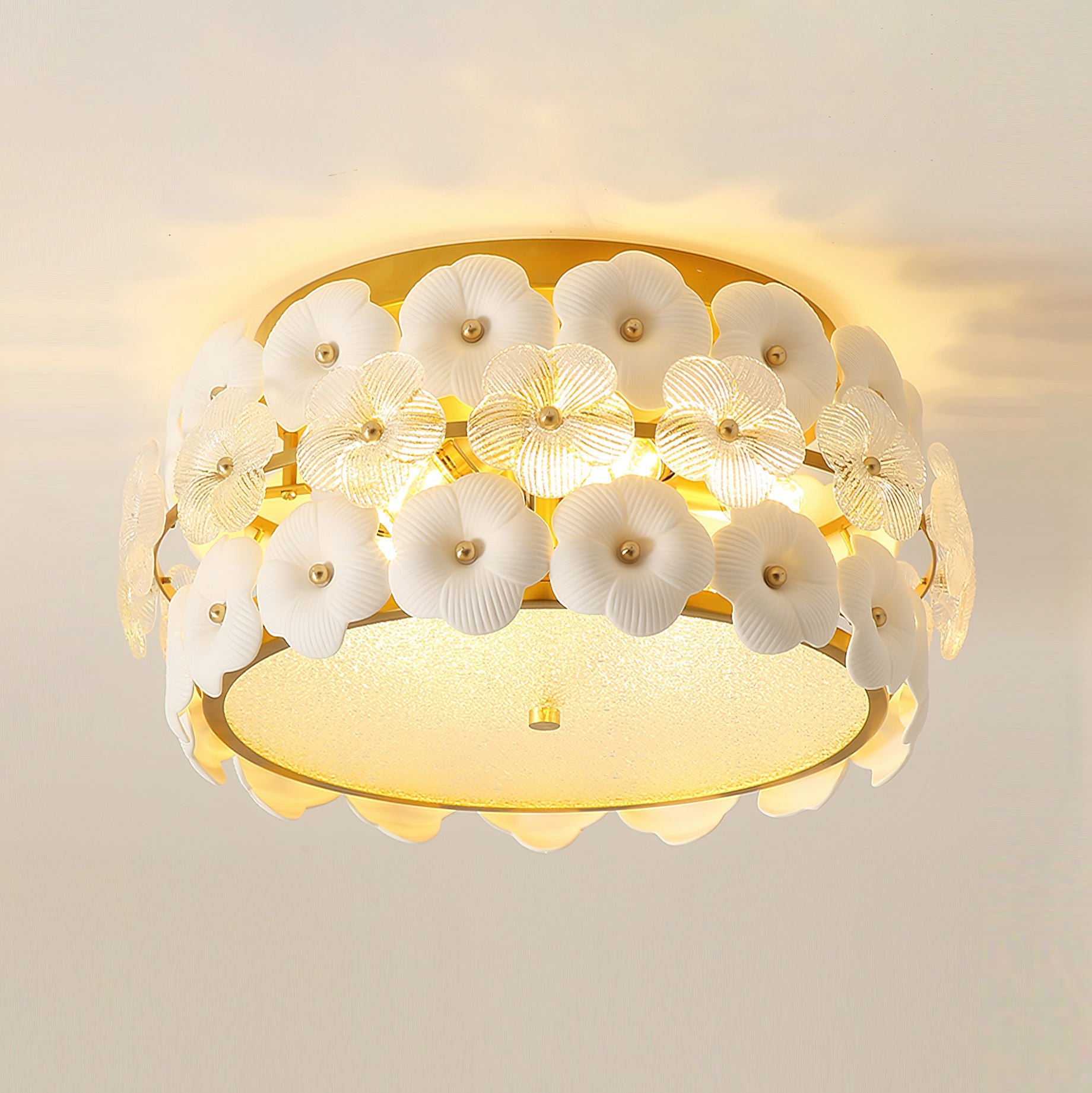 Abella Ceiling Lamp Ceramic Blossom Ring Romantic - Letslighting