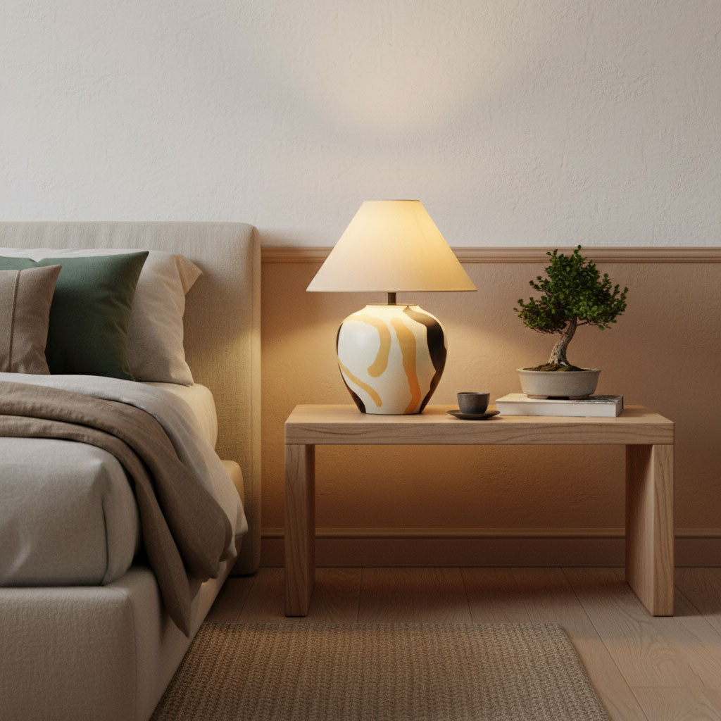 Abstract Artistic Fabric & Ceramics Table Lamp