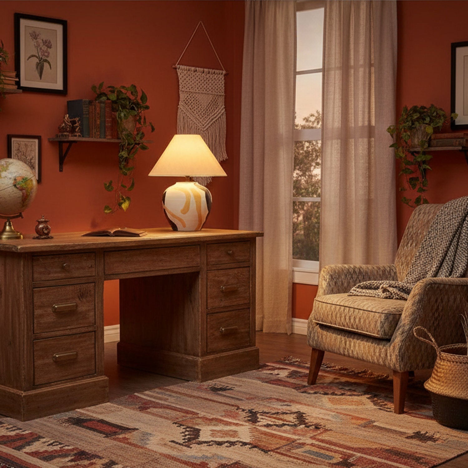 Abstract Artistic Fabric & Ceramics Table Lamp