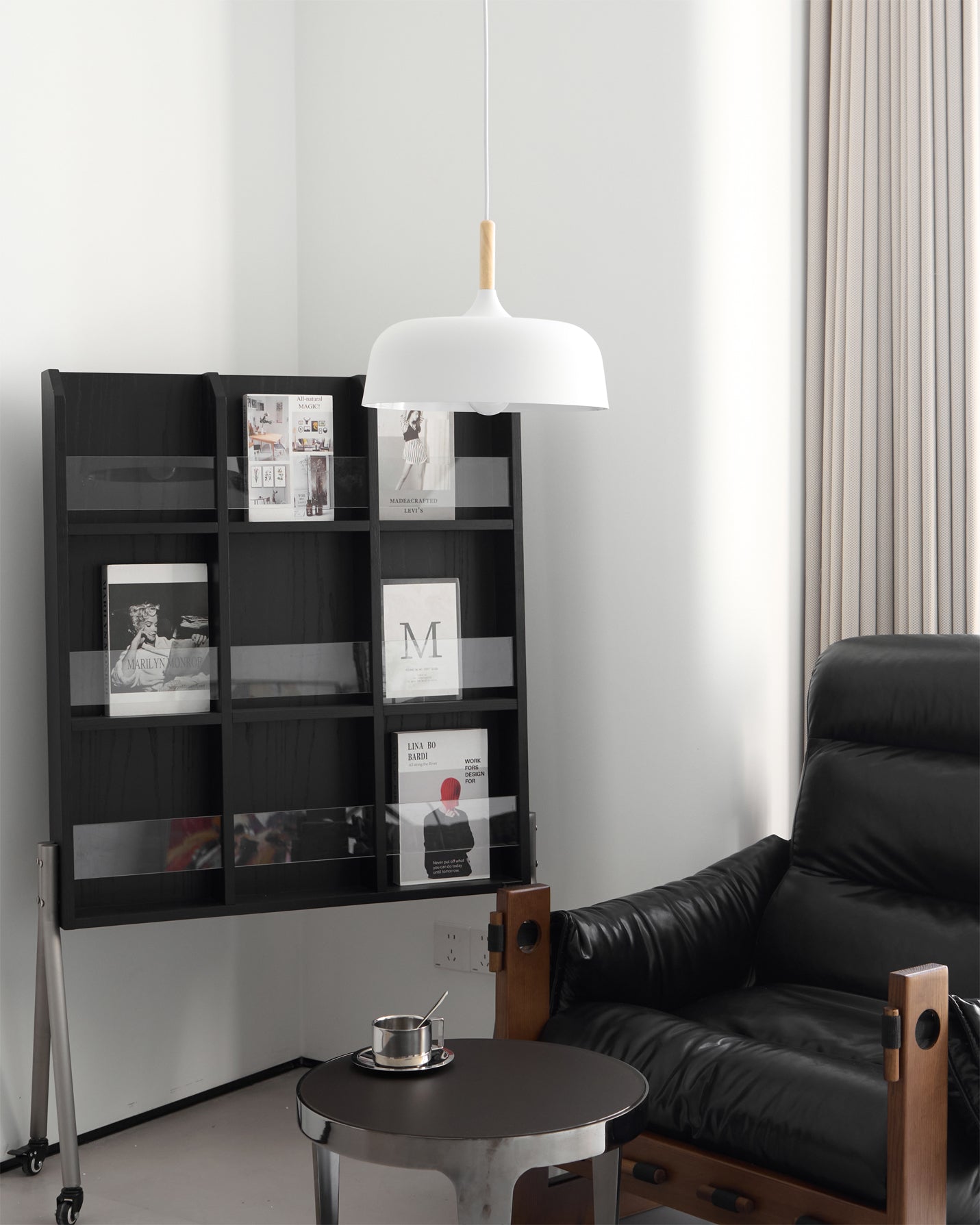 Lustra Pendant Lamp White Shade Wood - Letslighting
