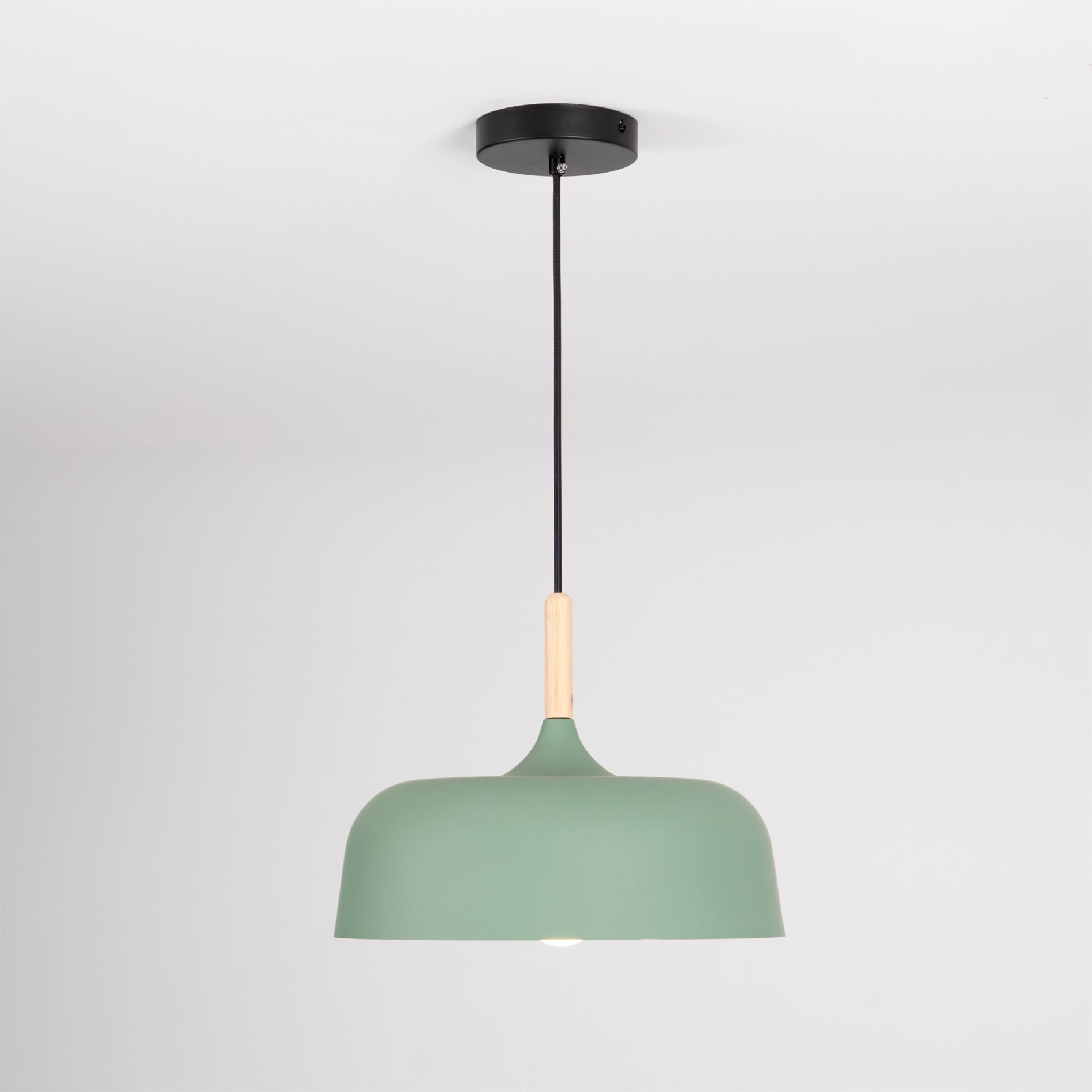 Lustra Pendant Lamp White Shade Wood - Letslighting