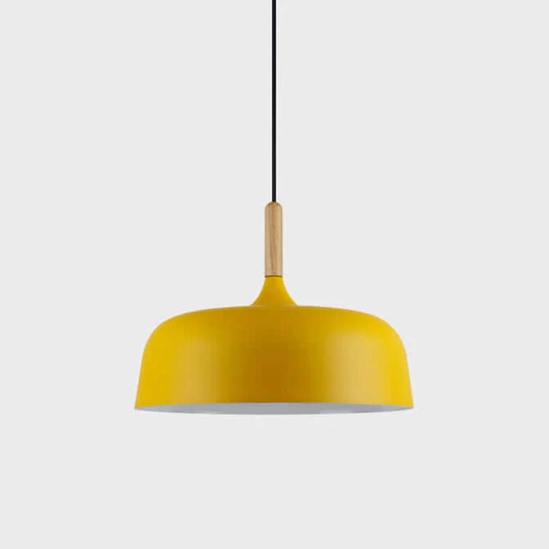 Lustra Pendant Lamp White Shade Wood - Letslighting