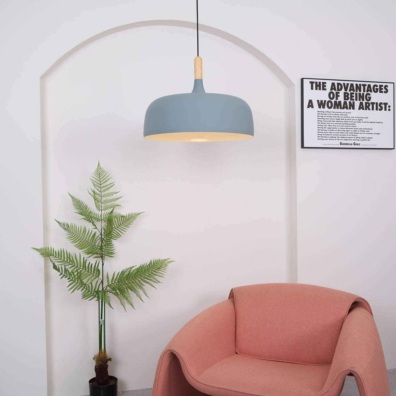 Lustra Pendant Lamp White Shade Wood - Letslighting