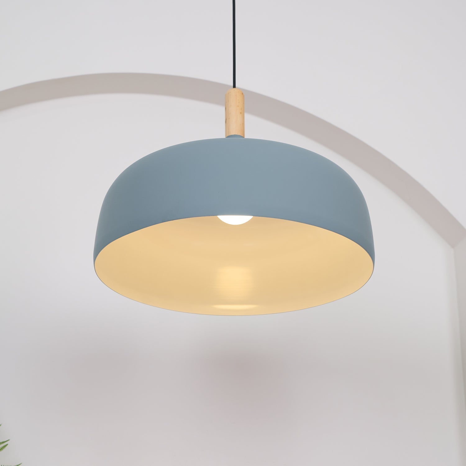 Lustra Pendant Lamp White Shade Wood - Letslighting