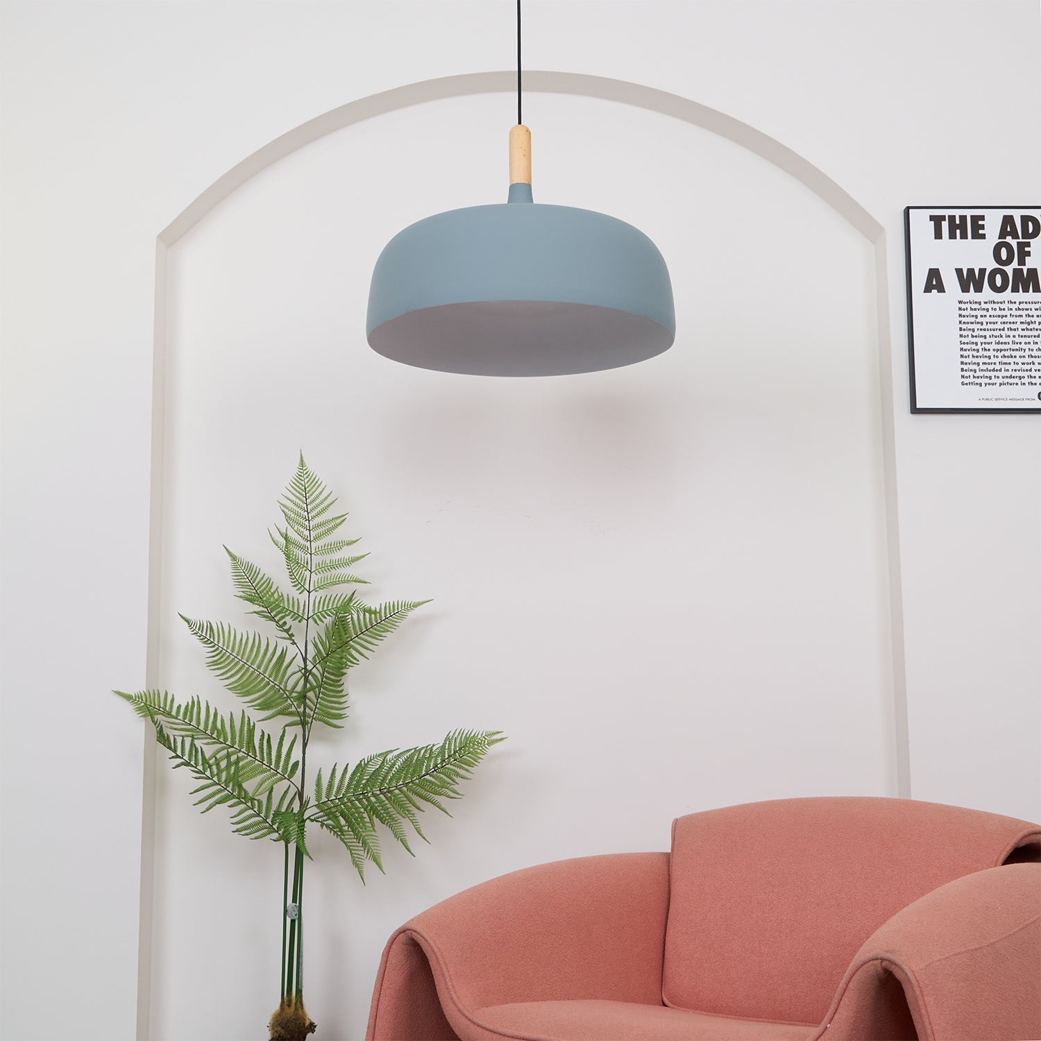 Lustra Pendant Lamp White Shade Wood - Letslighting