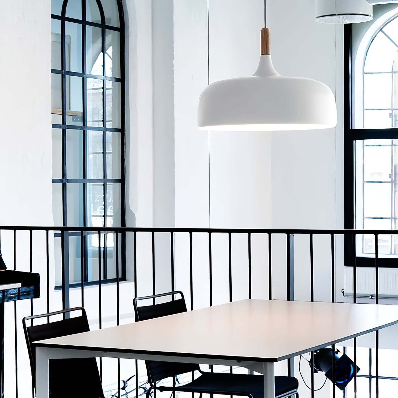 Lustra Pendant Lamp White Shade Wood - Letslighting