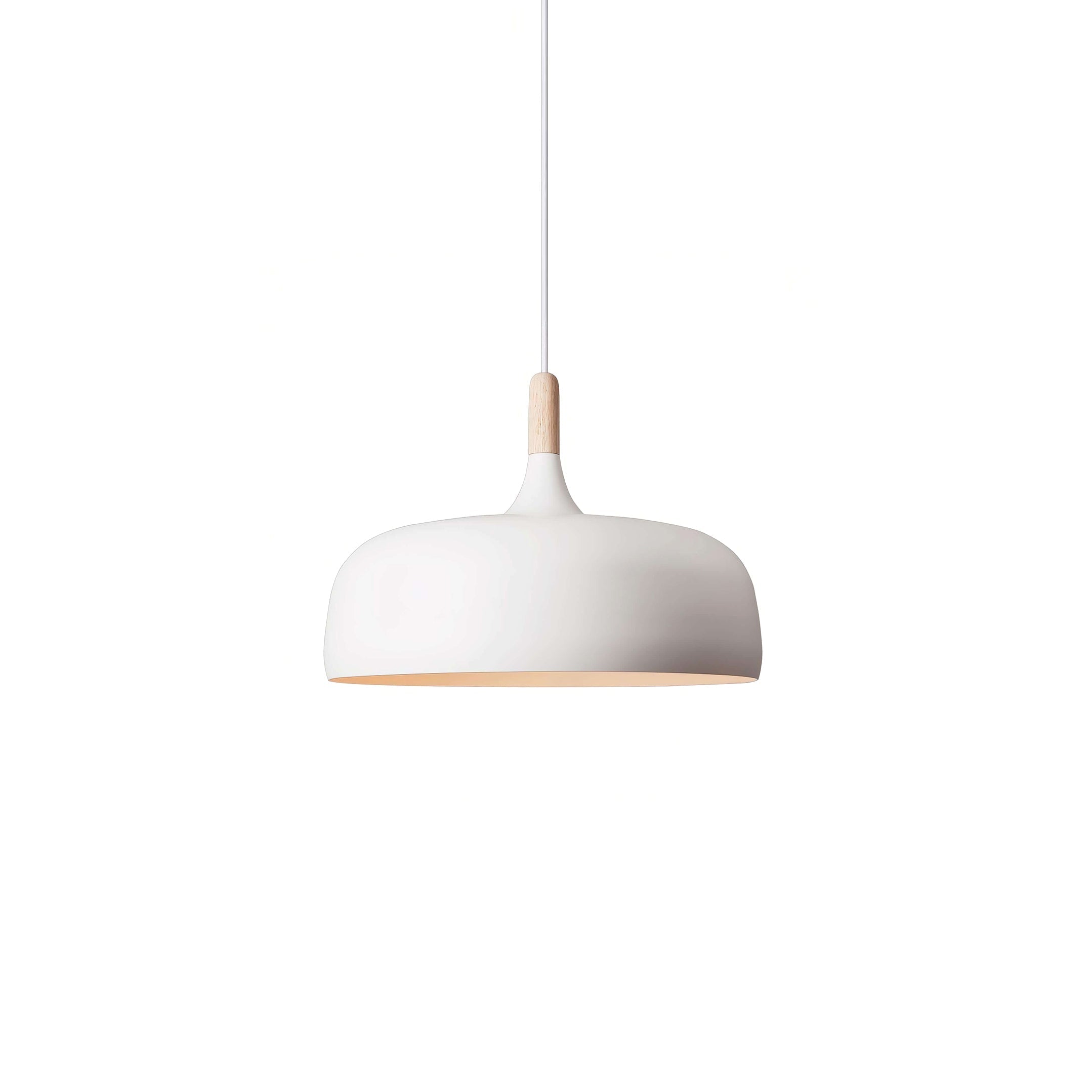 Lustra Pendant Lamp White Shade Wood - Letslighting