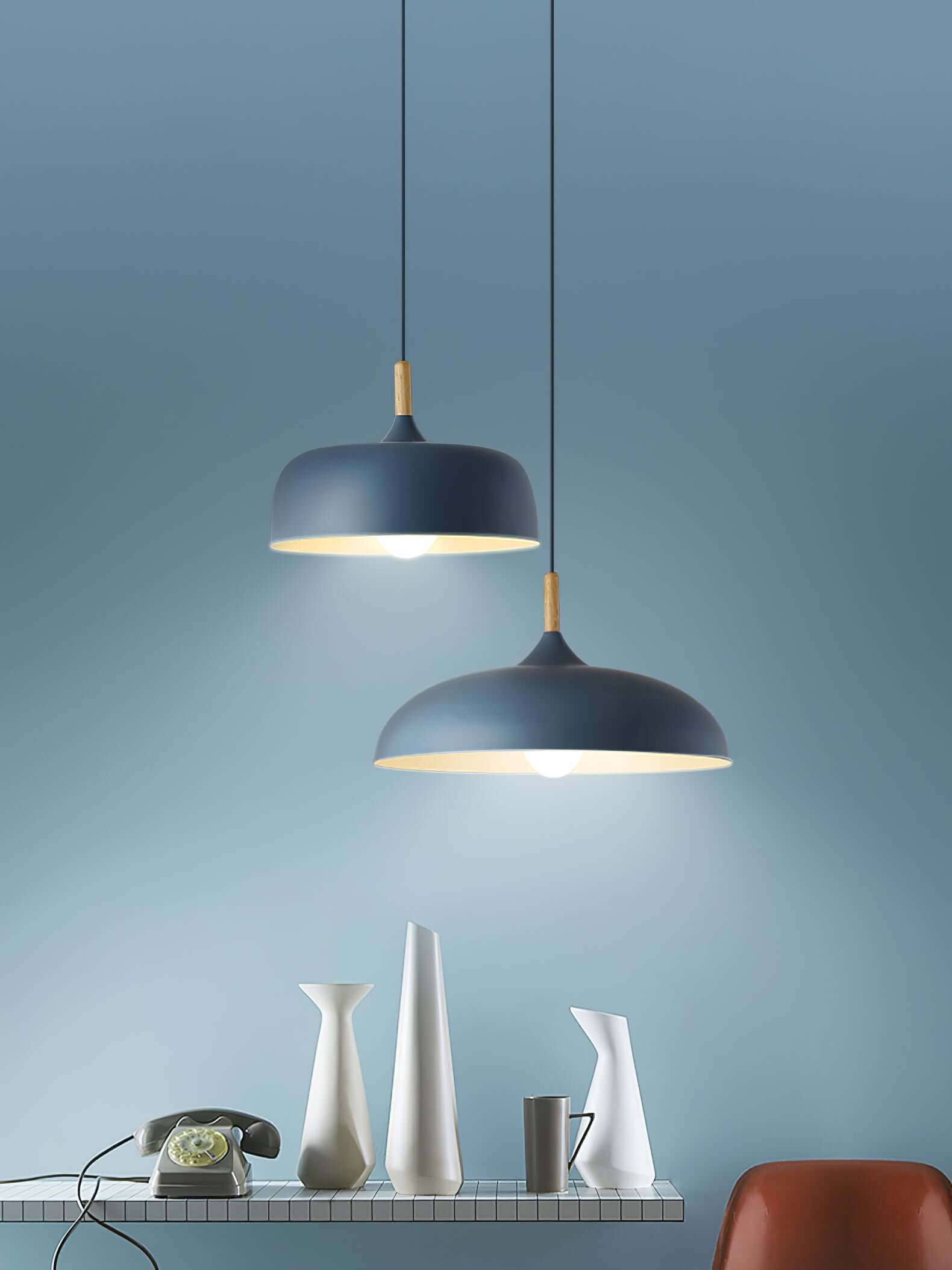 Lustra Pendant Lamp White Shade Wood - Letslighting
