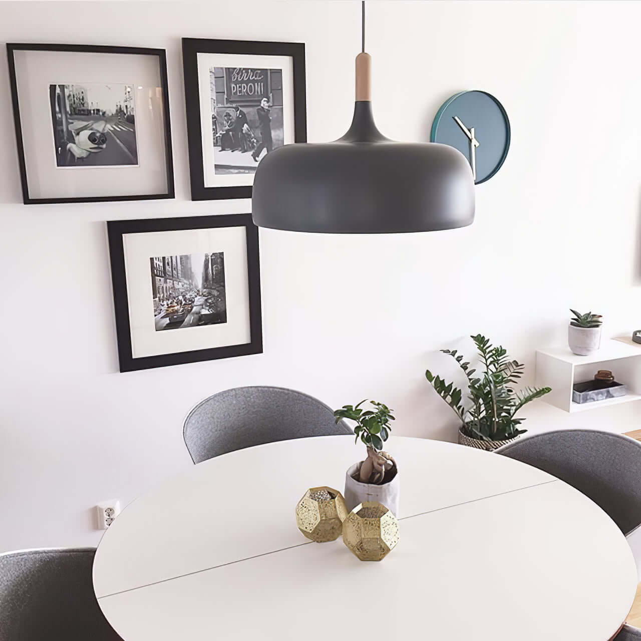 Lustra Pendant Lamp White Shade Wood - Letslighting