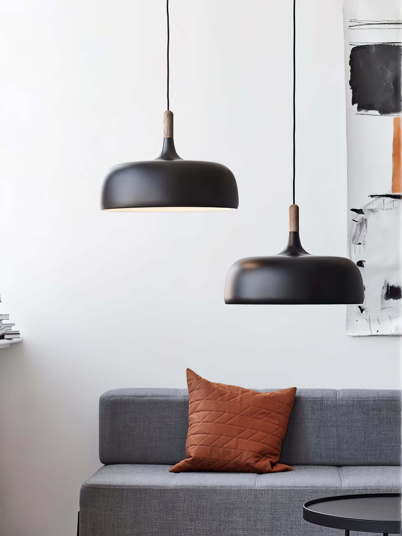 Lustra Pendant Lamp White Shade Wood - Letslighting