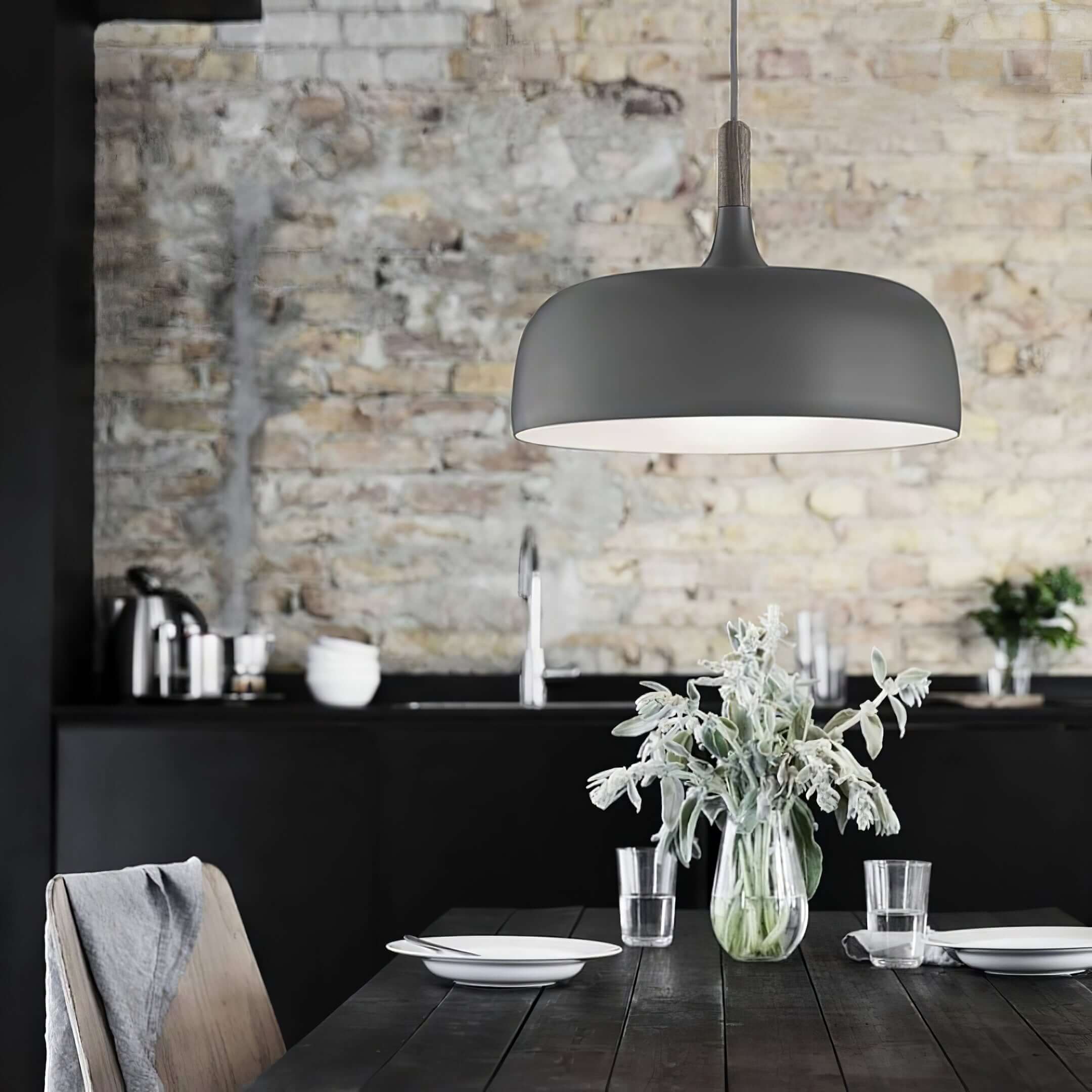 Lustra Pendant Lamp White Shade Wood - Letslighting