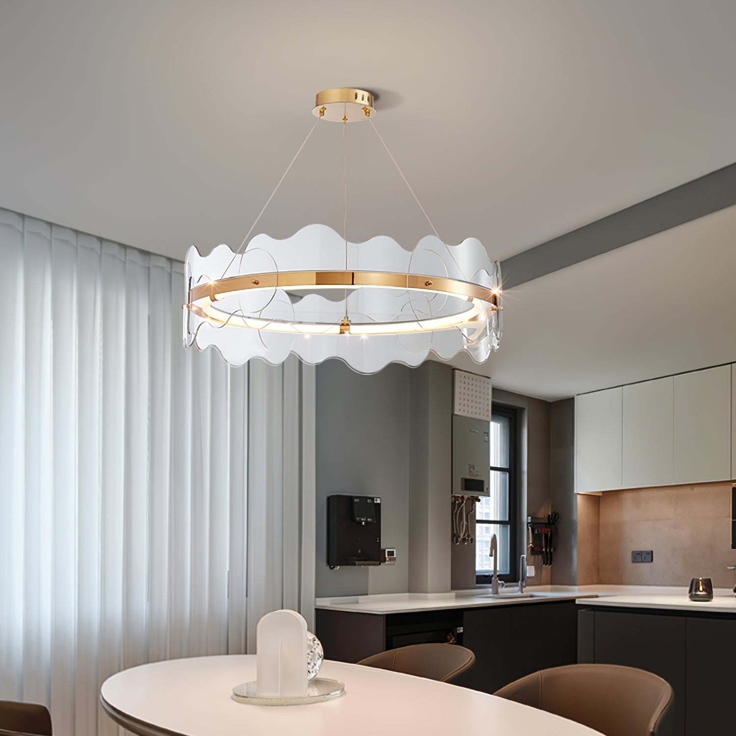 Acrylic Chandelier Modern LED Ring Wave - Letslighting