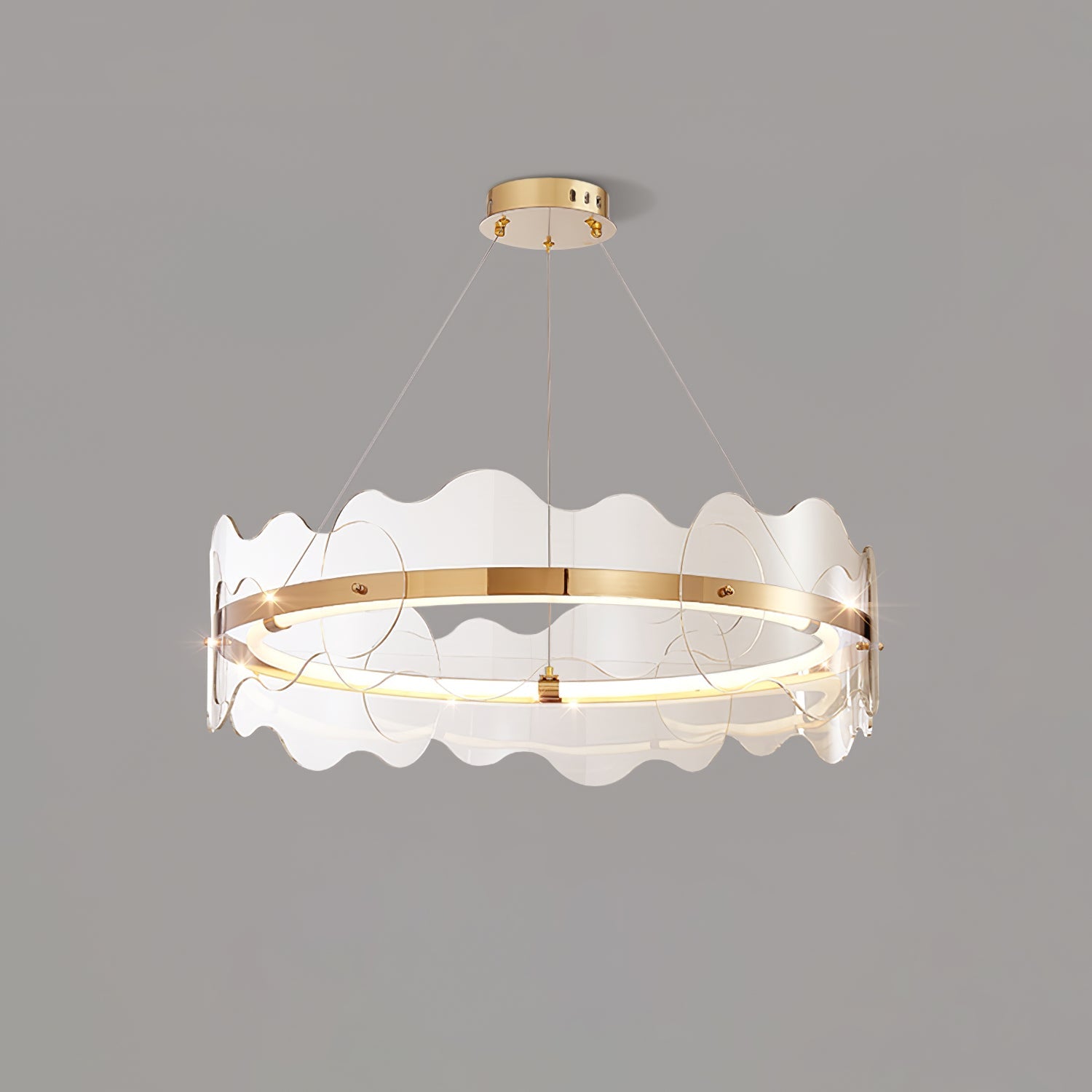 Acrylic Chandelier Modern LED Ring Wave - Letslighting