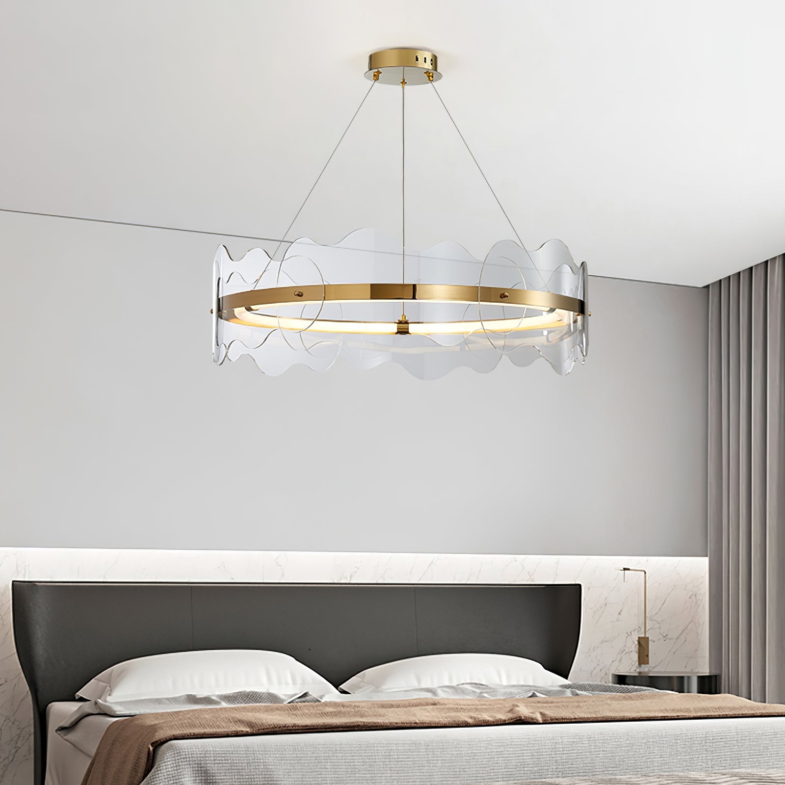 Acrylic Chandelier Modern LED Ring Wave - Letslighting