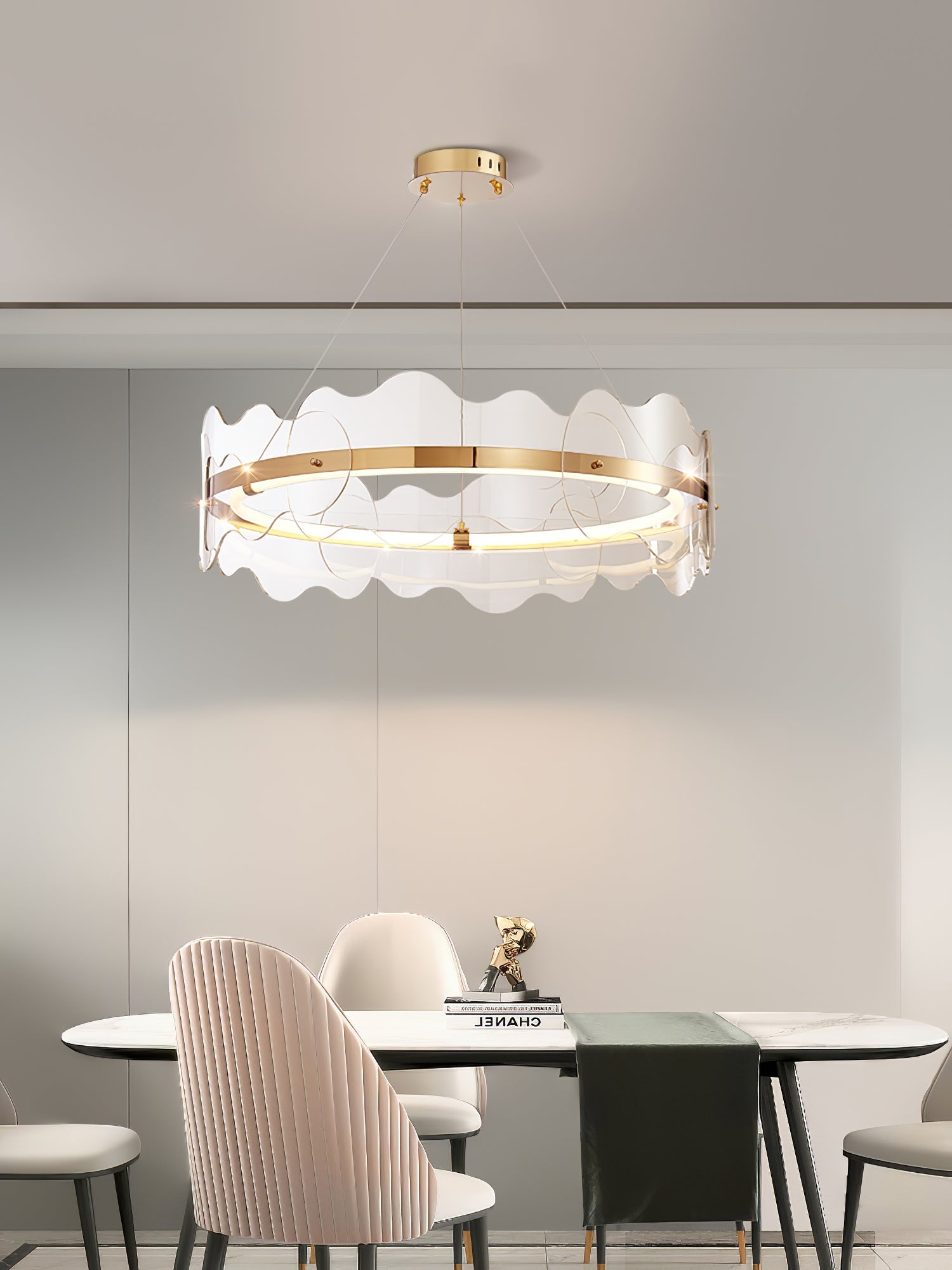 Acrylic Chandelier Modern LED Ring Wave - Letslighting