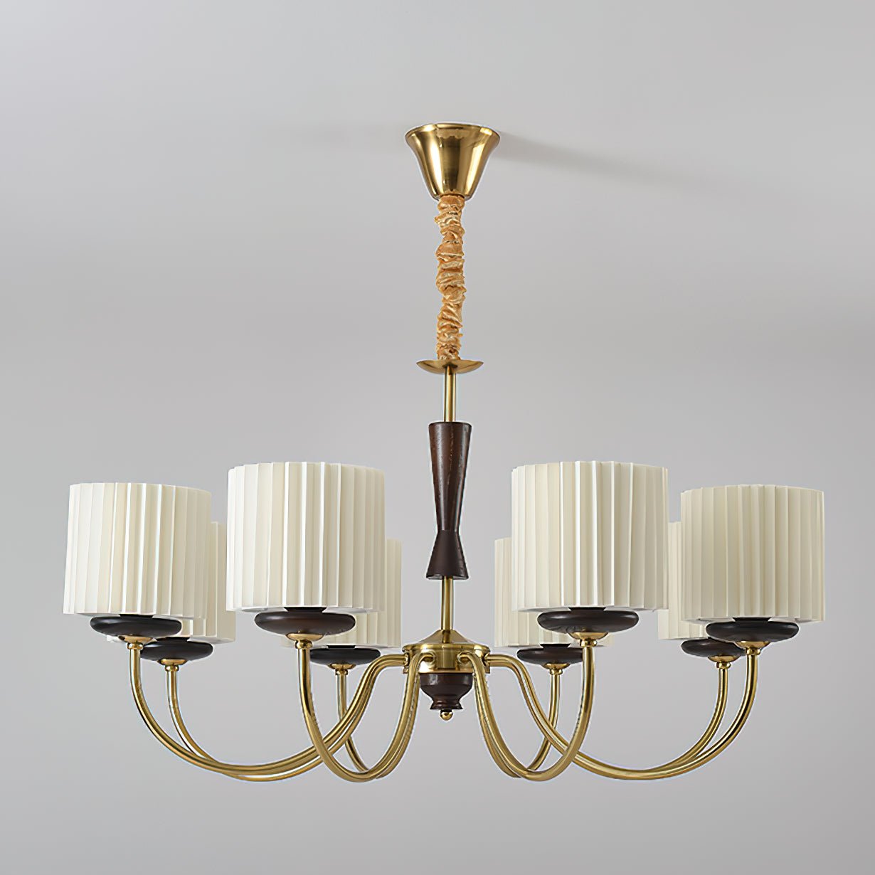 Lustra Chandelier Brass Fabric Pleated Shades - Letslighting