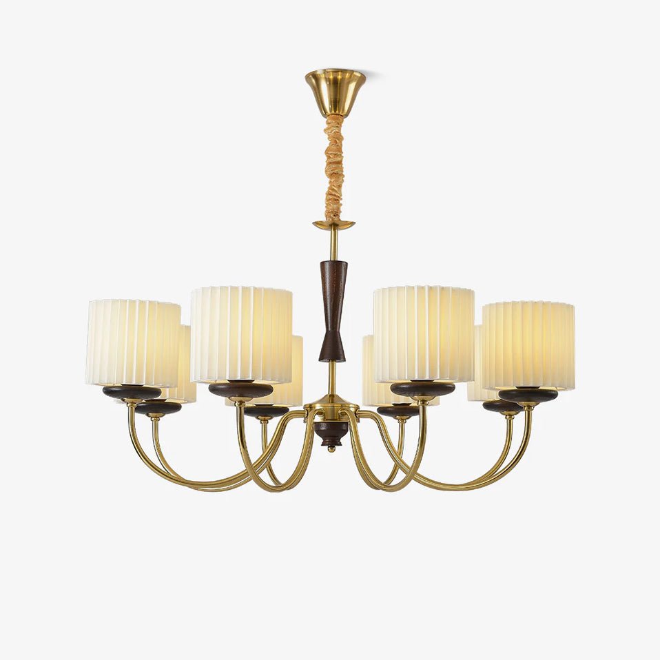 Lustra Chandelier Brass Fabric Pleated Shades - Letslighting