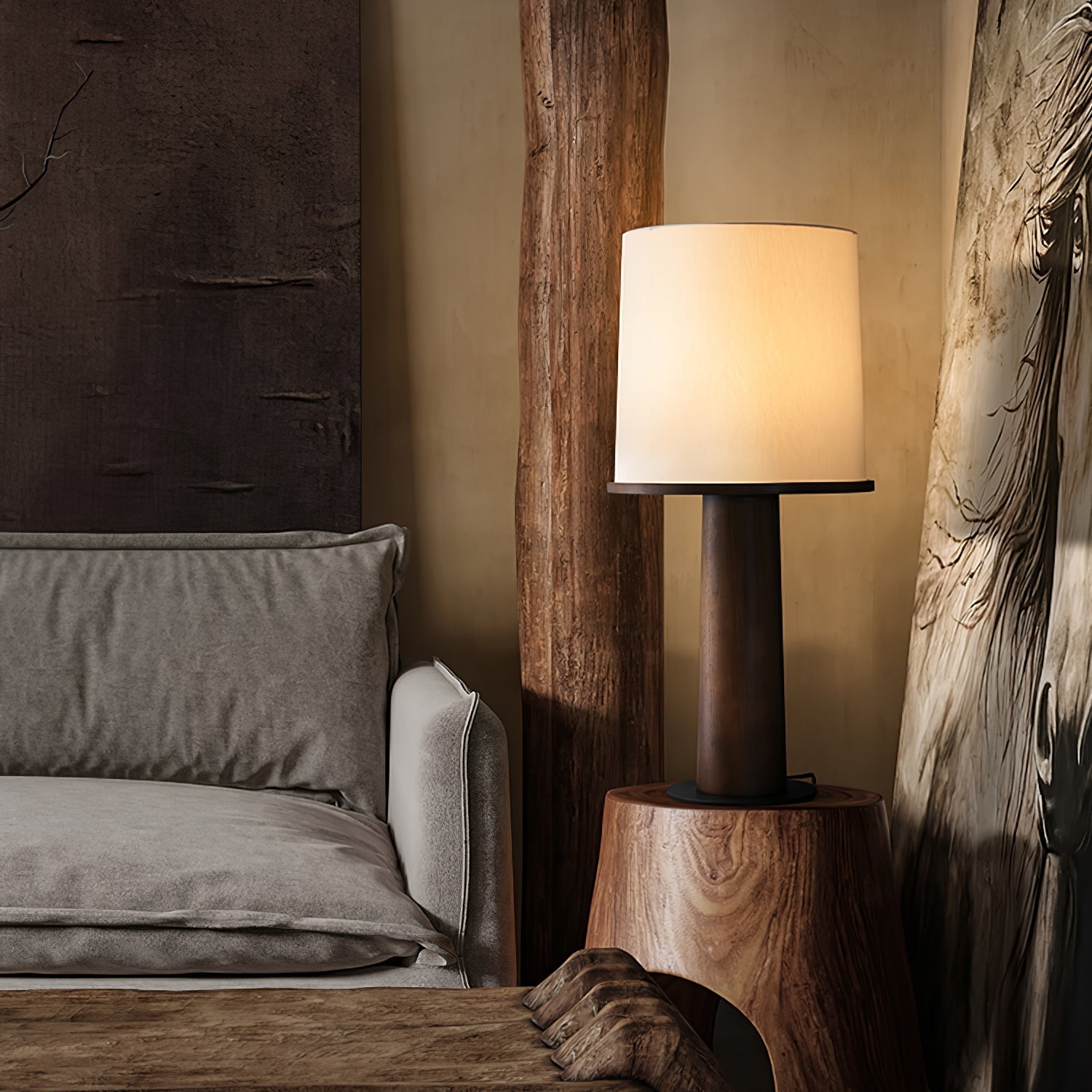 Kora Wood Fabric Contemporary Table Lamp - Letslighting