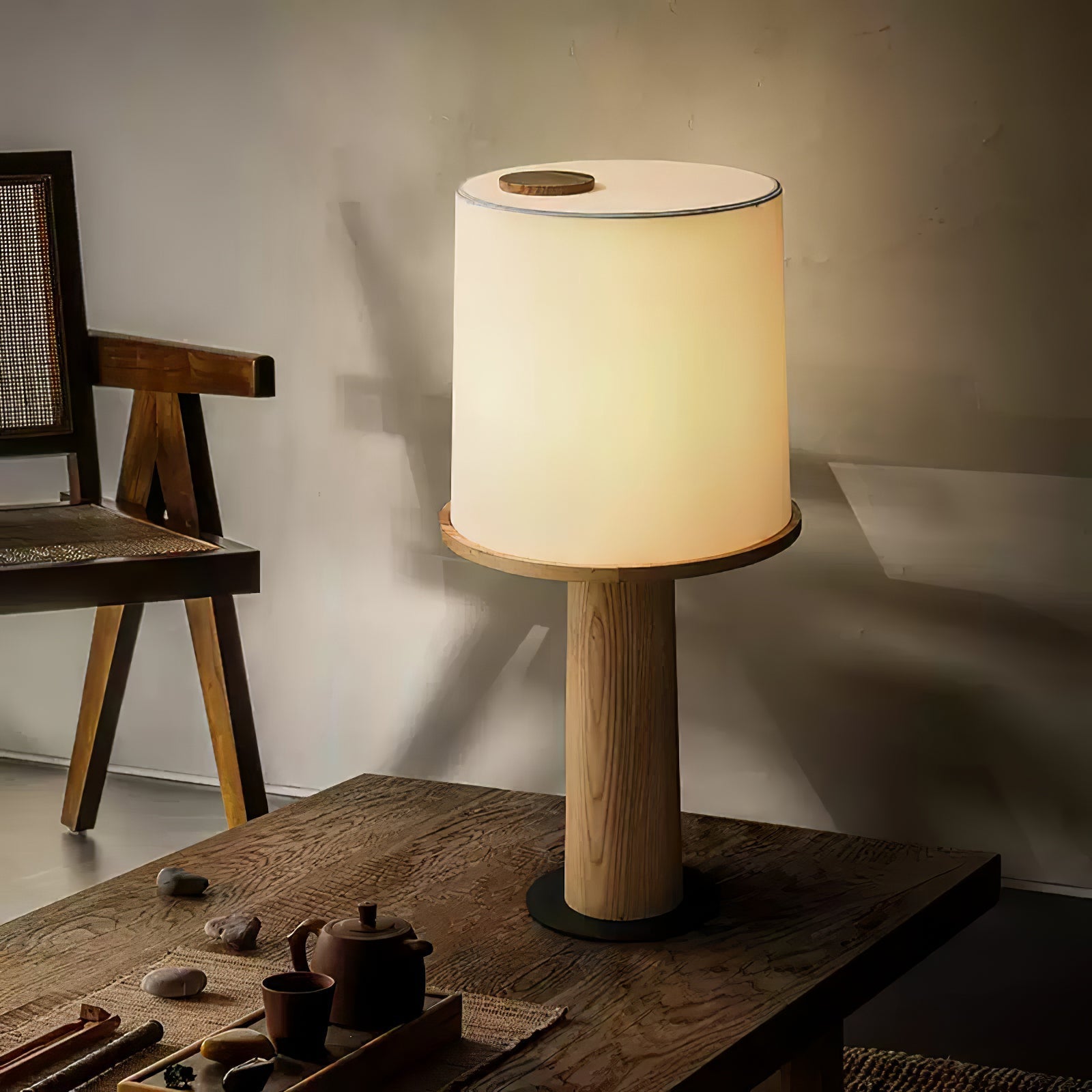 Kora Wood Fabric Contemporary Table Lamp - Letslighting