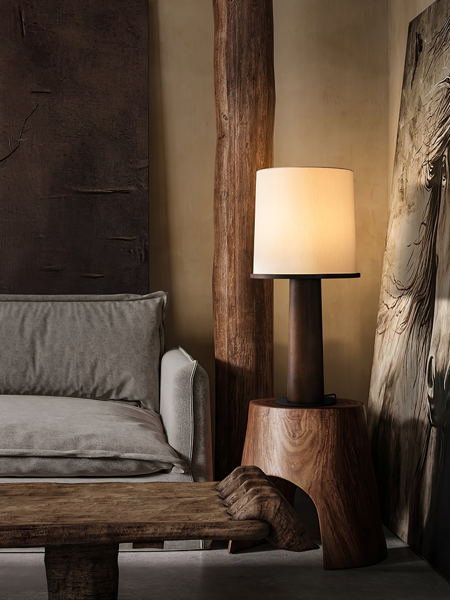 Kora Wood Fabric Contemporary Table Lamp - Letslighting