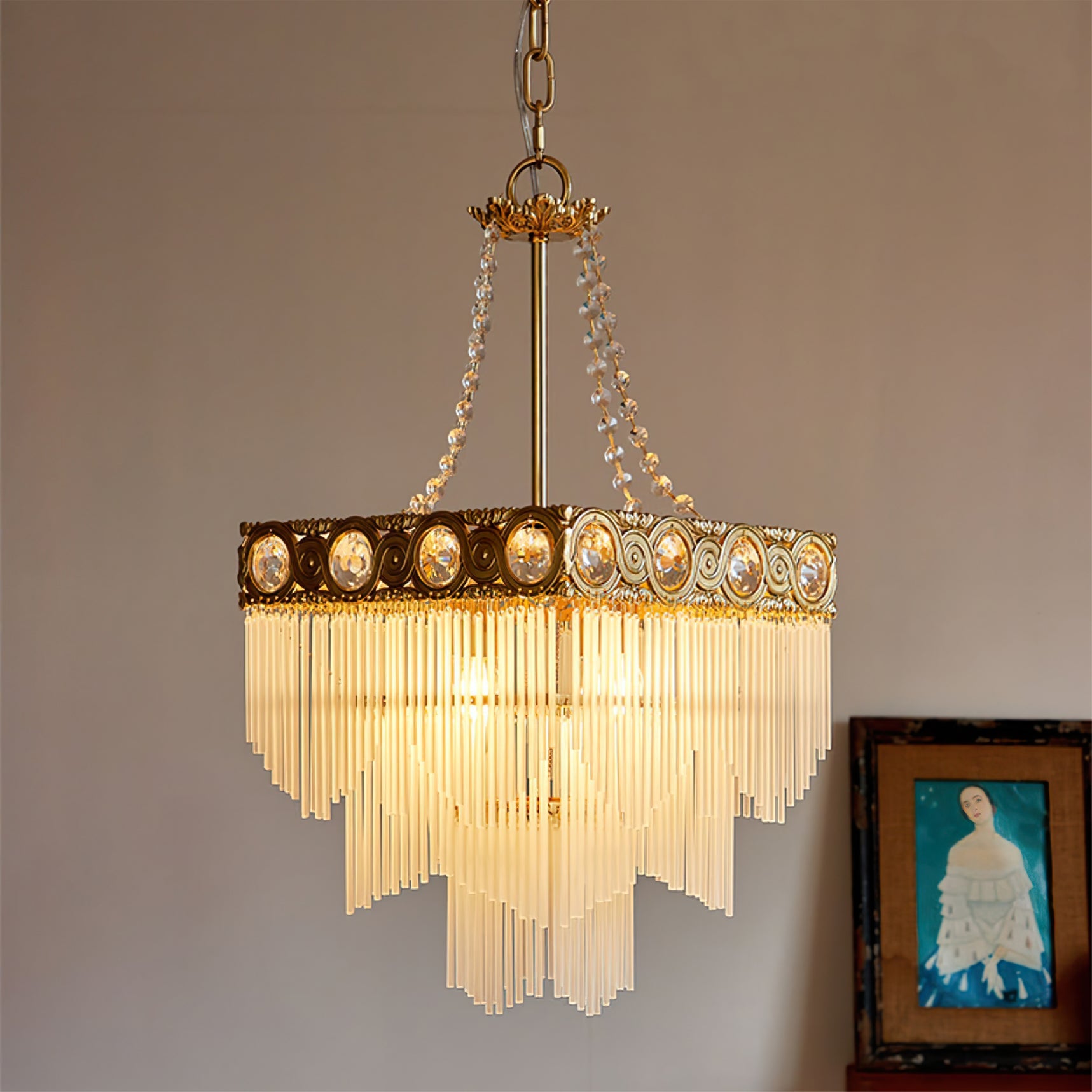 Brass Frame Glass Pendant Lamp For Elegant Dining - Letslighting